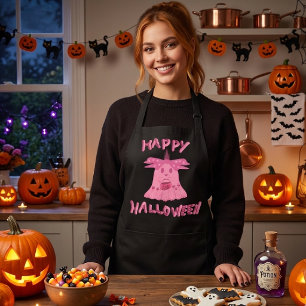 Coquette Pink Ghost Frohes Halloween Digitale Kuns Schürze