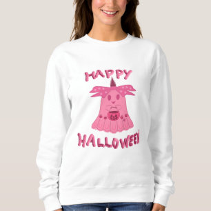 Coquette Pink Ghost Frohes Halloween Digitale Kuns Sweatshirt