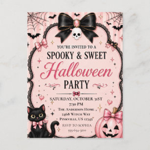 Coquette Pink Halloween-Party  Postkarte