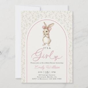 Coquette Pink Häschen Mädchen Baby Shower Einladun Einladung