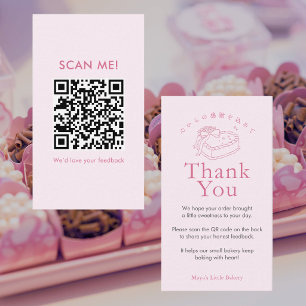 Coquette Pink Heart Cake Bewerte uns QR Code Visitenkarte