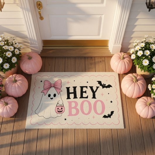 Coquette Pink Hey Boo Geist Halloween Fußmatte
