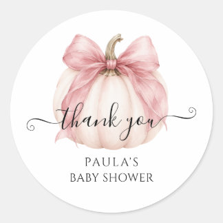 Coquette Pink Kleiner Kürbis Baby Shower Dankeschö Runder Aufkleber
