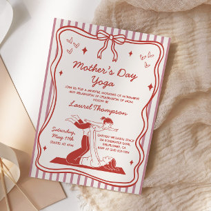 Coquette Pink Muttertags-Yoga-Party Einladung