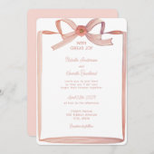 Coquette Pink Paper Ribbon Wedding Einladung (Vorne/Hinten)