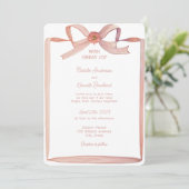 Coquette Pink Paper Ribbon Wedding Einladung (Stehend Vorderseite)