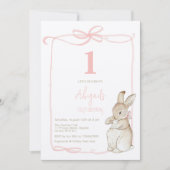 Coquette Pink Peter das Kaninchen Mädchen 1. Gebur Einladung (Vorderseite)