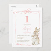 Coquette Pink Peter das Kaninchen Mädchen 1. Gebur Postkarte (Vorne/Hinten)