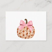 Coquette Pink Pumpkin Bow Baby Diaper Raffel Begleitkarte (Rückseite)