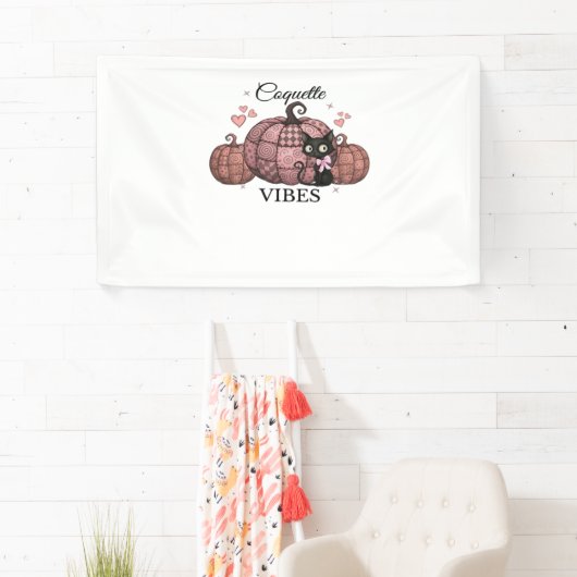 Coquette Pink Pumpkin Cat Classic T - Shirt Banner (Insitu)