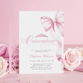 Coquette Pink Quinceañera Einladung