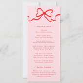 Coquette Pink Red Bow Wedding Program Einladung (Rückseite)