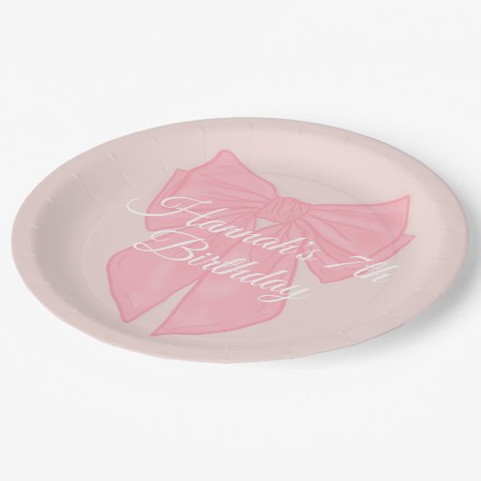 Coquette Pink Ribbon Bow Pappteller (Schrägansicht)