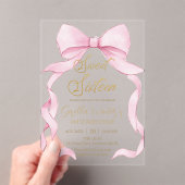 Coquette Pink Ribbon Bows Sweet 16 Birthday Acryleinladungen (Insitu (Handheld))