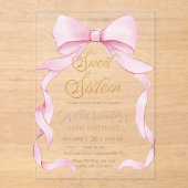 Coquette Pink Ribbon Bows Sweet 16 Birthday Acryleinladungen (Vorderseite)