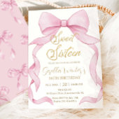 Coquette Pink Ribbon Bows Sweet 16 Birthday Einladung