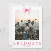 Coquette Pink Ribbon Foto Abschluss Ankündigung (Vorderseite)