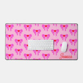 Coquette Pink Ribbon Muster Preppy y2k Name Schreibtischunterlage (Tastatur & Maus)