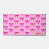 Coquette Pink Ribbon Muster Preppy y2k Name Schreibtischunterlage (Vorderseite)