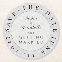 Coquette Pink Schleife-Save-the-Date-Unterlage Runder Pappuntersetzer
