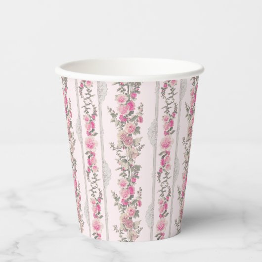 Coquette Pink ?Shabby Chick Liebe Shack Girl Toile Pappbecher (Vorderseite)