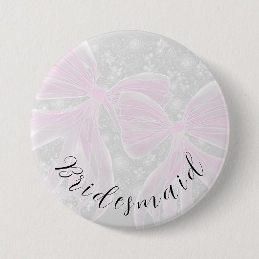 Coquette pink sheer bows- Bridesmaid Button (Vorderseite)