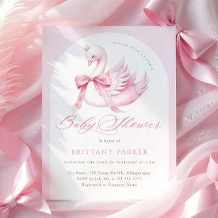 Coquette Pink Swan Baby Dusche Einladung