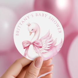 Coquette Pink Swan Princess Babyaufkleber Runder Aufkleber
