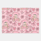 Coquette Pink Teddy Bear Seamless Pattern Geschenkpapier Set (Vorderseite 3)