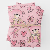 Coquette Pink Teddy Bear Seamless Pattern Geschenkpapier Set (Beispiel)