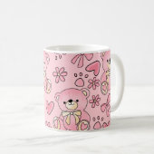 Coquette Pink Teddy Bear Seamless Pattern Kaffeetasse (VorderseiteRechts)