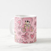 Coquette Pink Teddy Bear Seamless Pattern Kaffeetasse (Vorderseite Links)