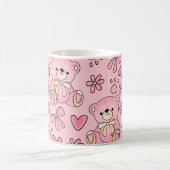 Coquette Pink Teddy Bear Seamless Pattern Kaffeetasse (Mittel)