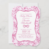 Coquette Pink Toile Baby Dusche Einladung (Vorderseite)