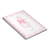 Coquette Pink Treble Clef Bow Gingham Pattern Notizblock (Rechte Seite)