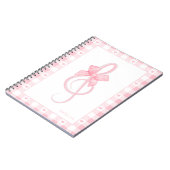 Coquette Pink Treble Clef Bow Gingham Pattern Notizblock (Linke Seite)