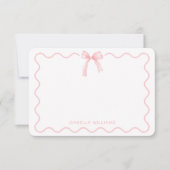 Coquette Pink Watercolor Bow Personalized Note Mitteilungskarte (Vorderseite)
