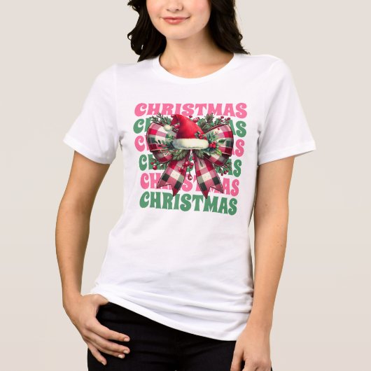 Coquette Pink Weihnachten Weihnachtsmann Tri-Blend Shirt (Vorderseite)