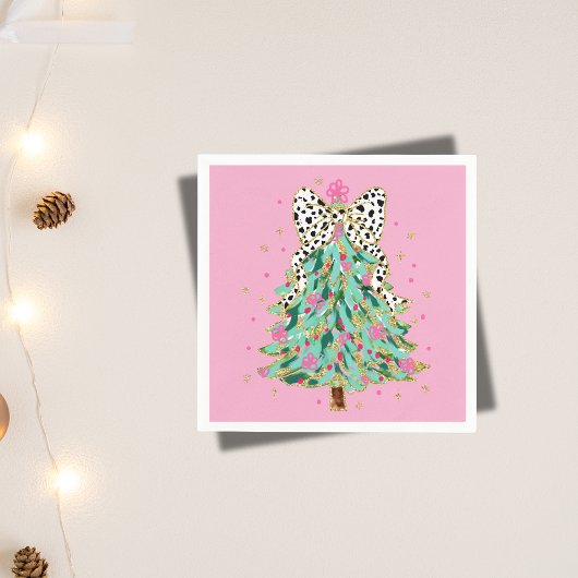 Coquette Pink Weihnachtsbaum Cocktail Napkins Serviette