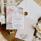 Coquette Pink Winter Floral Bow Baby Dusche Einladung