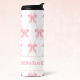 Coquette Preppy Pink Bow Thermal Tumbler Thermosbecher