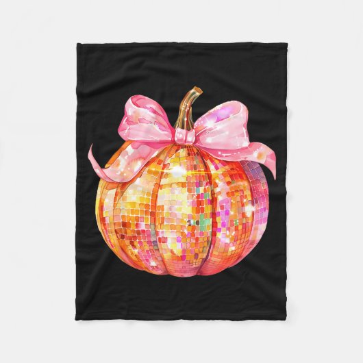 Coquette Pumpkin Bow Disco Ball Cute Girly Hallowe Fleecedecke (Vorderseite)