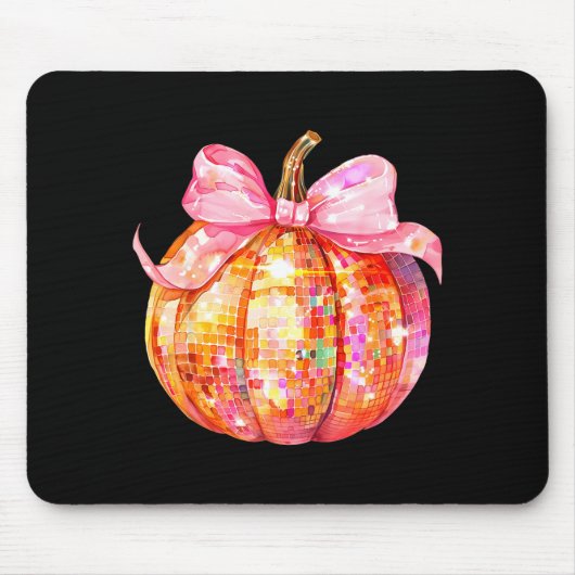 Coquette Pumpkin Bow Disco Ball Cute Girly Hallowe Mousepad (Vorne)