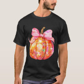 Coquette Pumpkin Bow Disco Ball Cute Girly Hallowe T-Shirt (Vorderseite)
