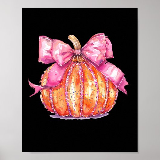 Coquette Pumpkin Bow Disco Ball Niedlich Girly Hal Poster (Vorne)