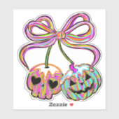 Coquette Pumpkin Cherries Halloween Aufkleber (Blatt)