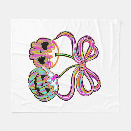 Coquette Pumpkin Cherries Halloween Fleecedecke (Vorderseite (Horizontal))