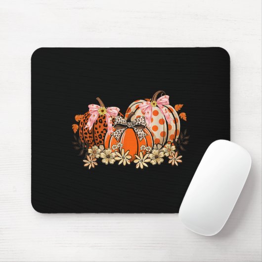 Coquette Pumpkin Fall Floral Autumn Leaves Thanksg Mousepad (Mit Mouse)