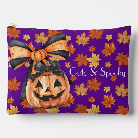 Coquette Pumpkin Fall/Halloween Cute Zubehörtasche (Vorderseite)