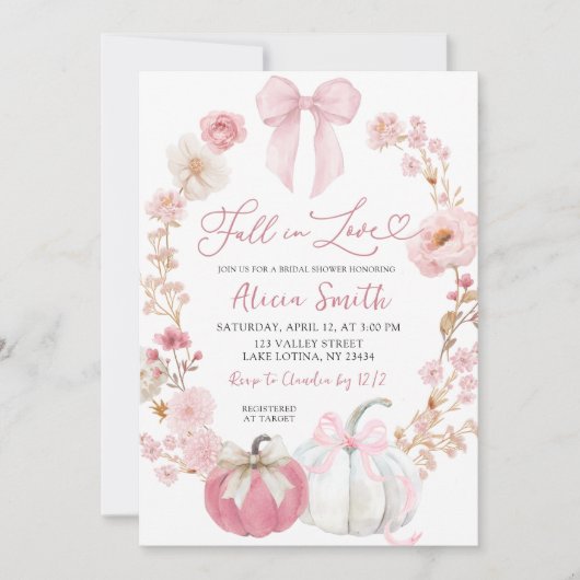 Coquette Pumpkin Floral Bridal Einladung (Vorderseite)